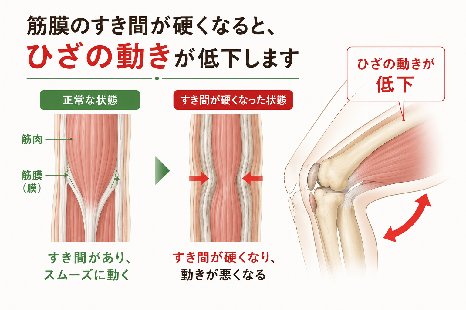 筋膜が硬くなると痛みを引き起こす仕組みの解説画像