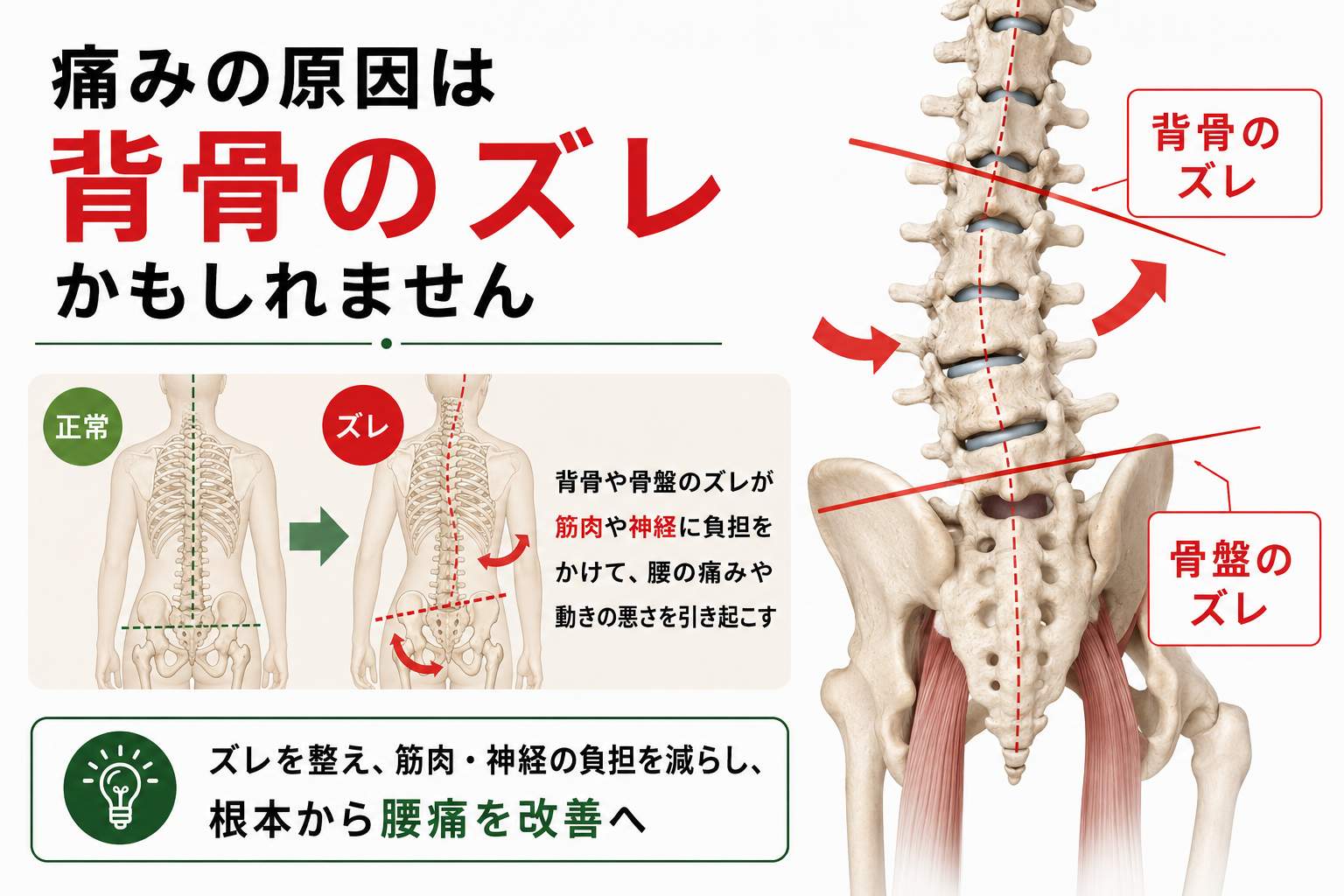 背骨がズレて腰痛になる解説画像