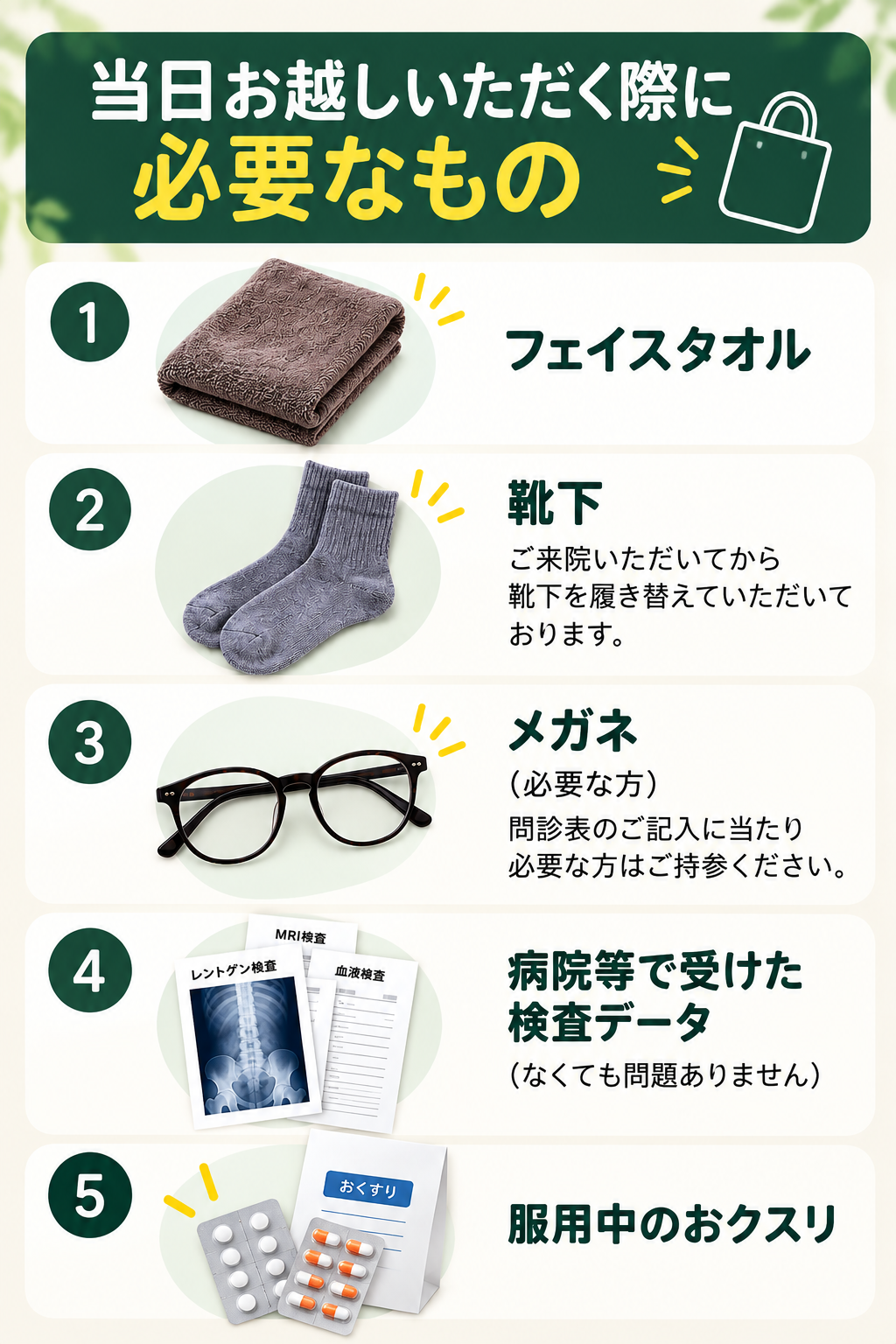 当日お持ちいただくモノ一覧画像(スマホ用画像)